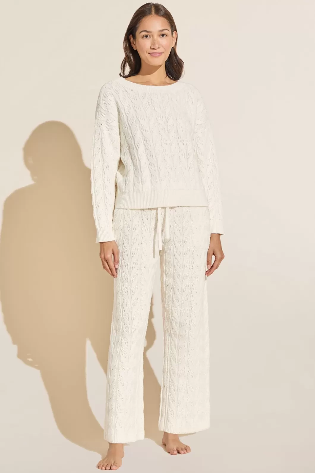 Eberjey Cable Knit Recycled Sweater Straight Leg Pant- Loungewear