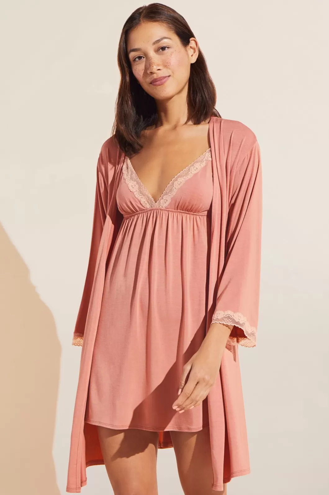 Eberjey Flora Tencel Modal 3/4 Sleeve Robe- Lingerie