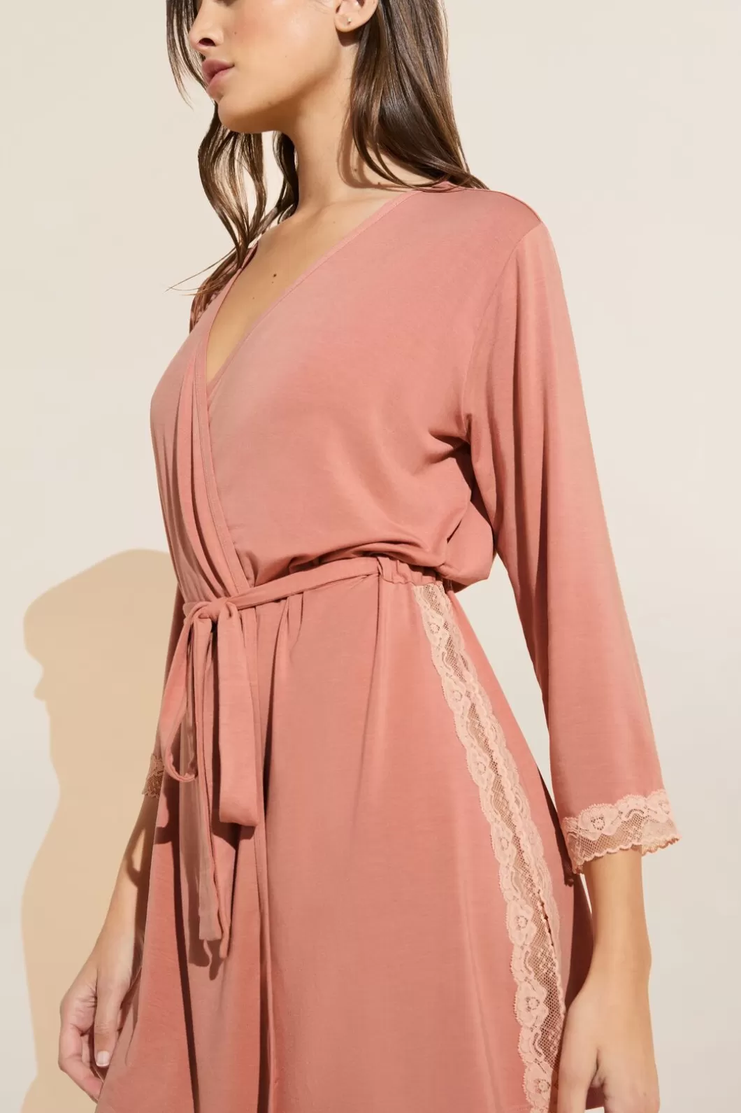 Eberjey Flora Tencel Modal 3/4 Sleeve Robe- Lingerie