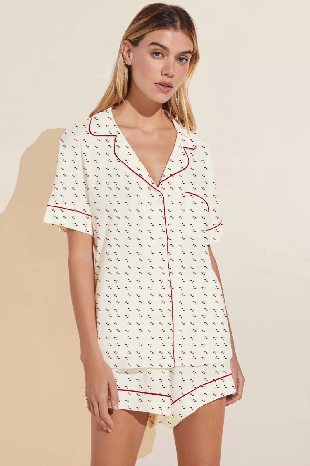 Eberjey Gisele Printed Tencel Modal Relaxed Short Pj Set- Pajamas