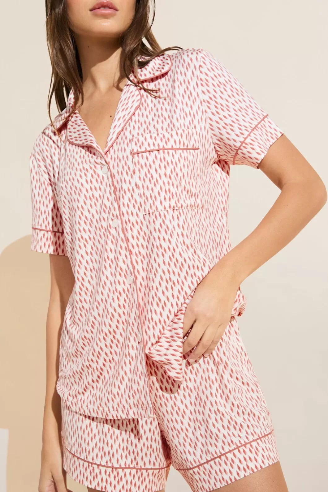 Eberjey Gisele Printed Tencel Modal Relaxed Short Pj Set- Pajamas