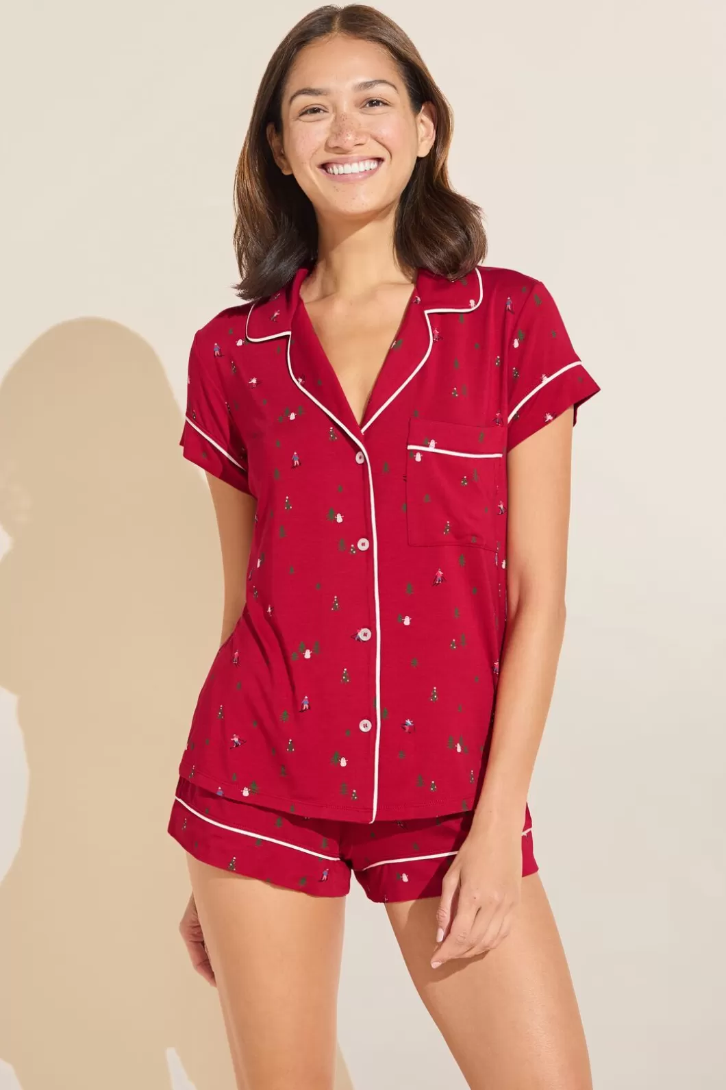 Eberjey Gisele Printed Tencel Modal Shortie Pj Set- Pajamas