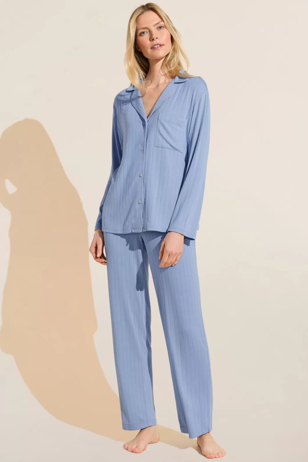 Eberjey Gisele Tencel Modal Rib Long Pj Set- Pajamas