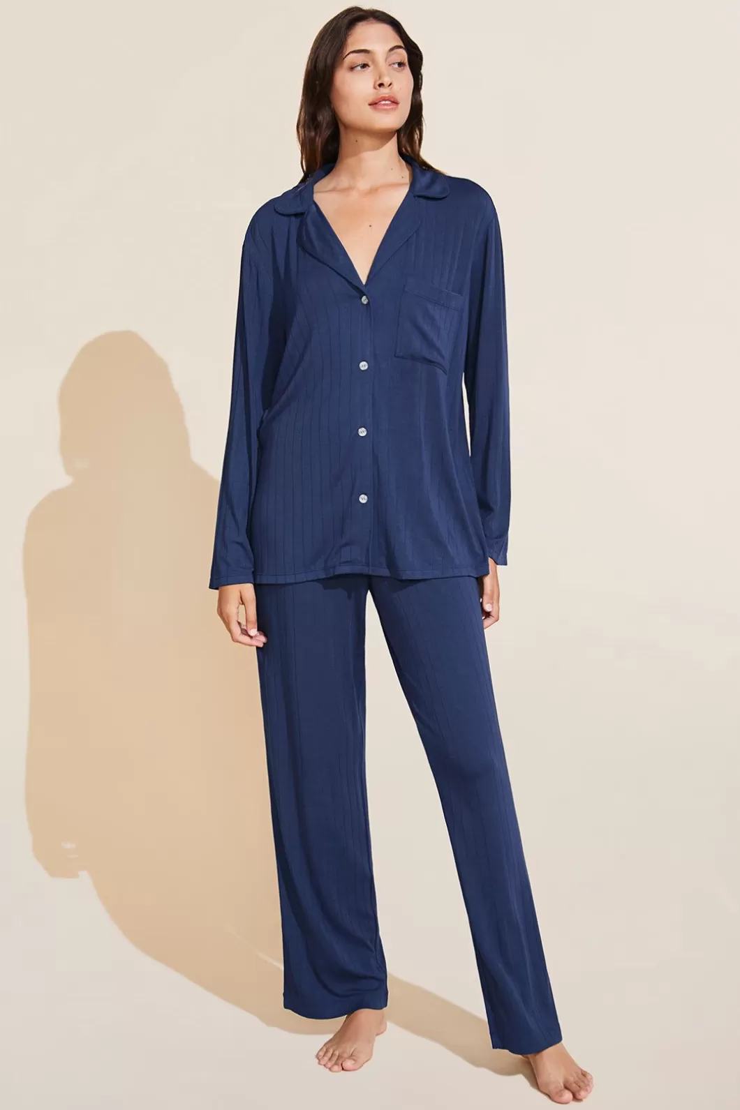 Eberjey Gisele Tencel Modal Rib Long Pj Set- Pajamas