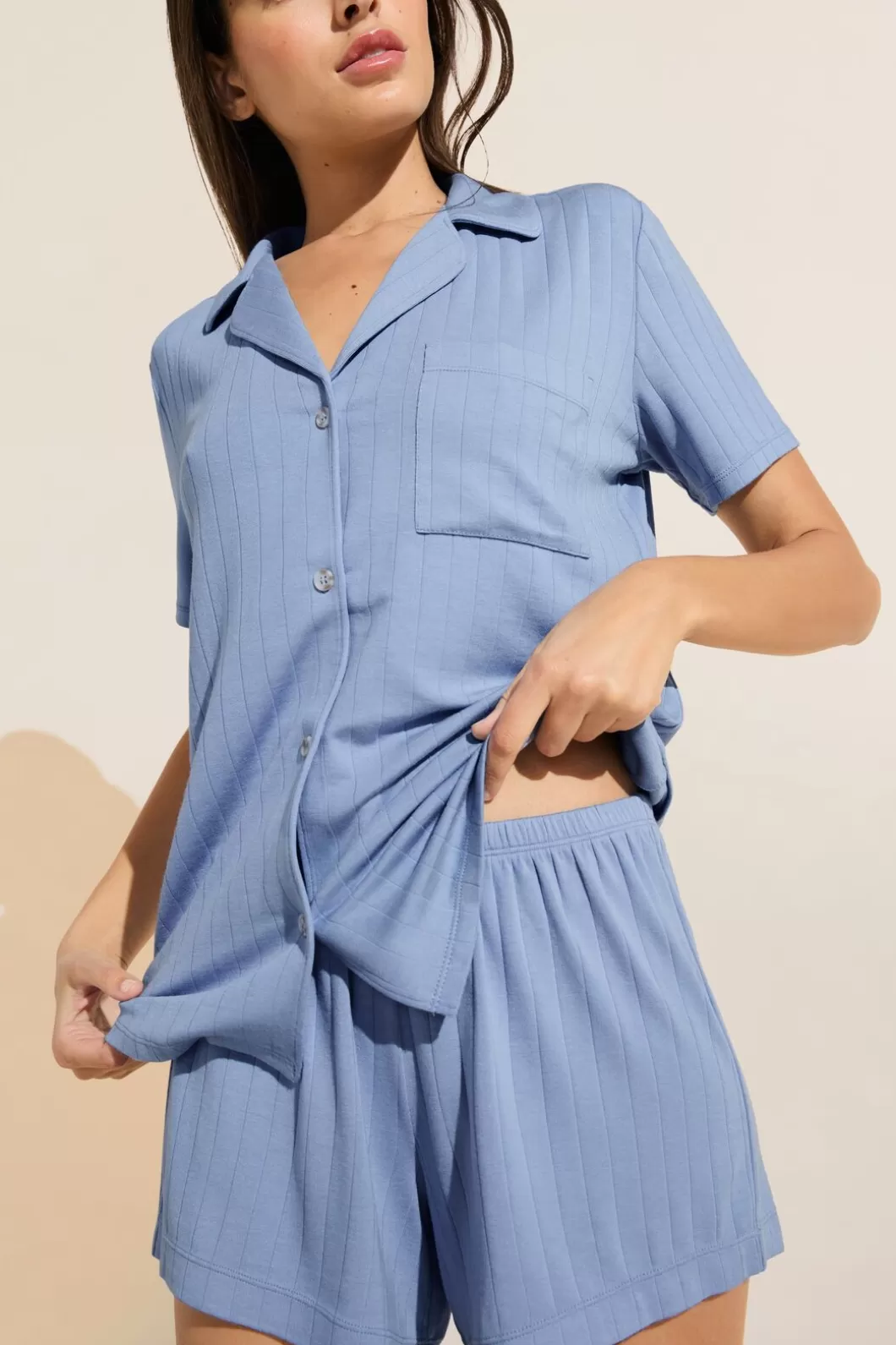 Eberjey Gisele Tencel Modal Rib Relaxed Short Pj Set- Pajamas