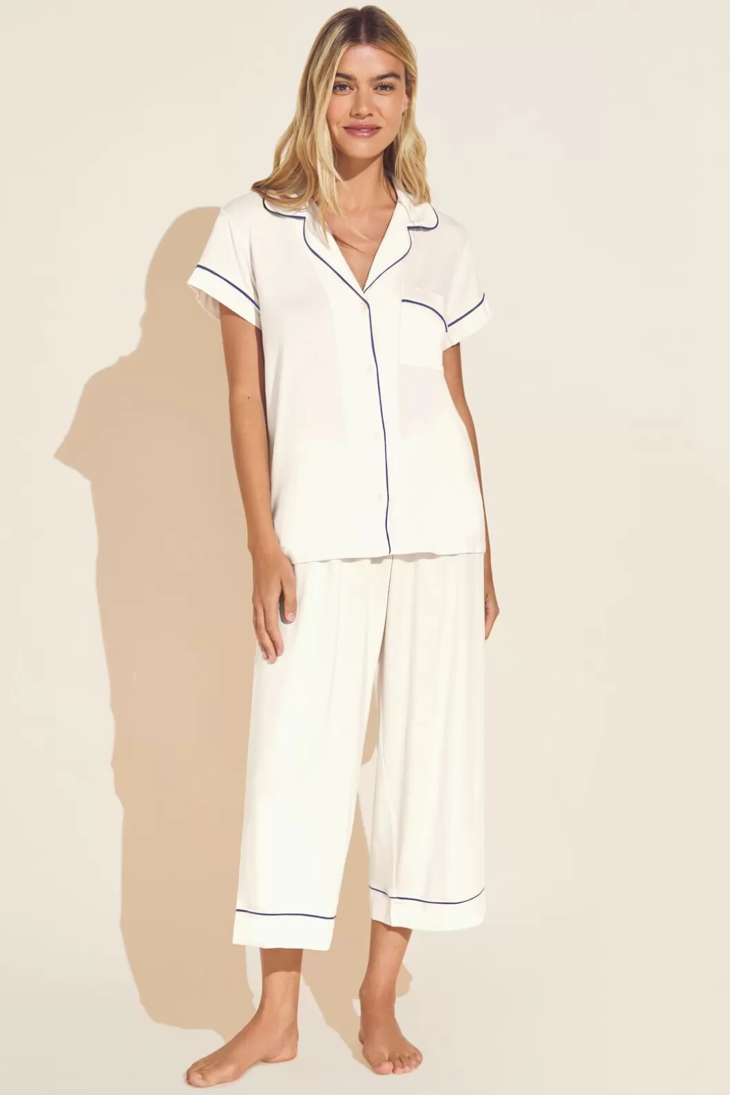 Eberjey Gisele Tencel Modal Short Sleeve Cropped Pj Set- Iconic Gisele Pj'S