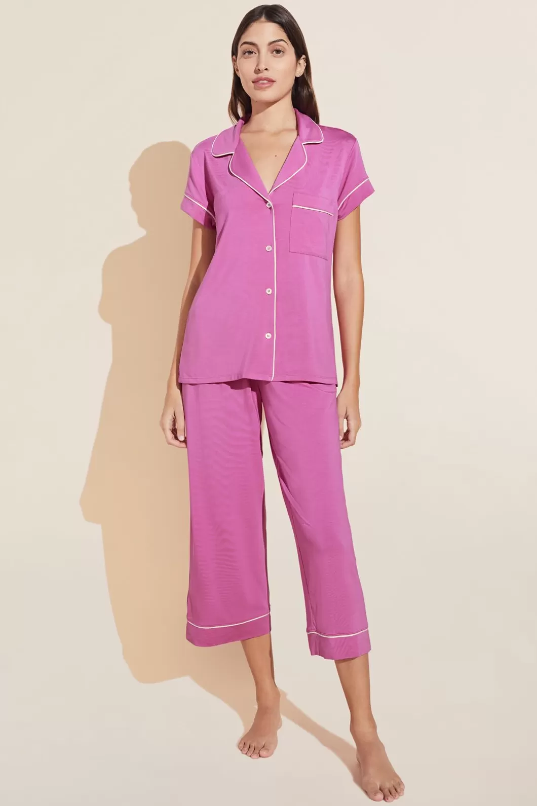 Eberjey Gisele Tencel Modal Short Sleeve Cropped Pj Set- Pajamas