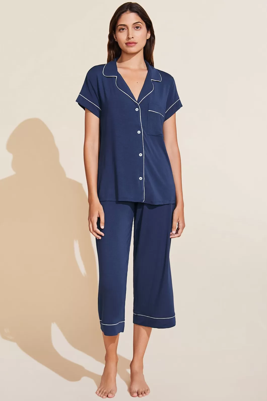 Eberjey Gisele Tencel Modal Short Sleeve Cropped Pj Set- Pajamas