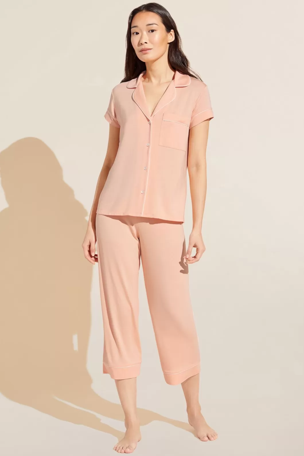 Eberjey Gisele Tencel Modal Short Sleeve Cropped Pj Set- Pajamas