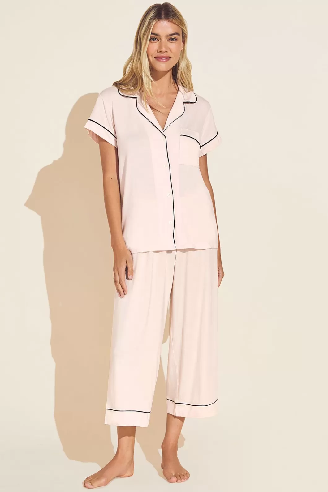 Eberjey Gisele Tencel Modal Short Sleeve Cropped Pj Set- Pajamas