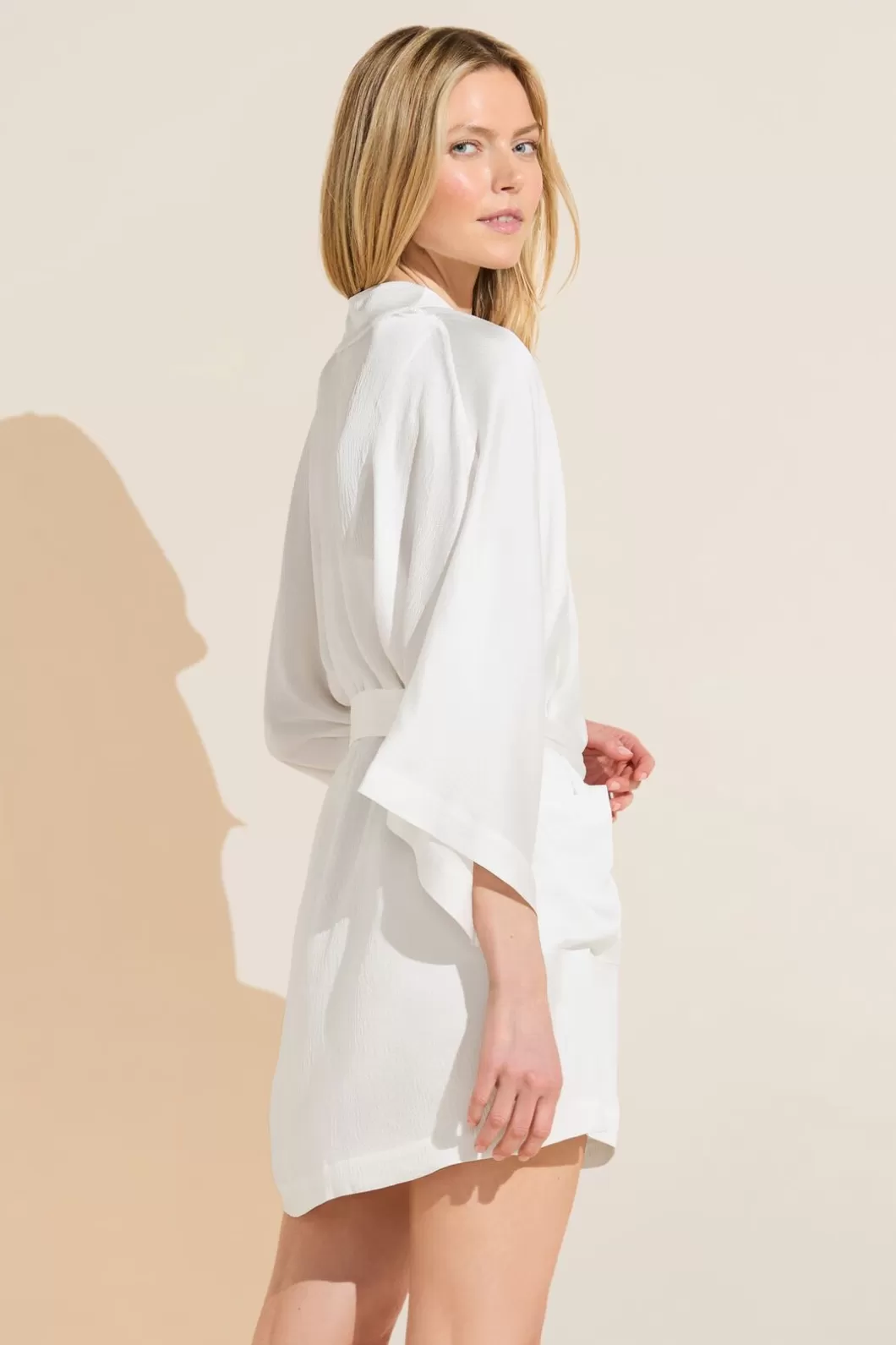 Eberjey Inez Textured Washable Silk Short Robe- Robes