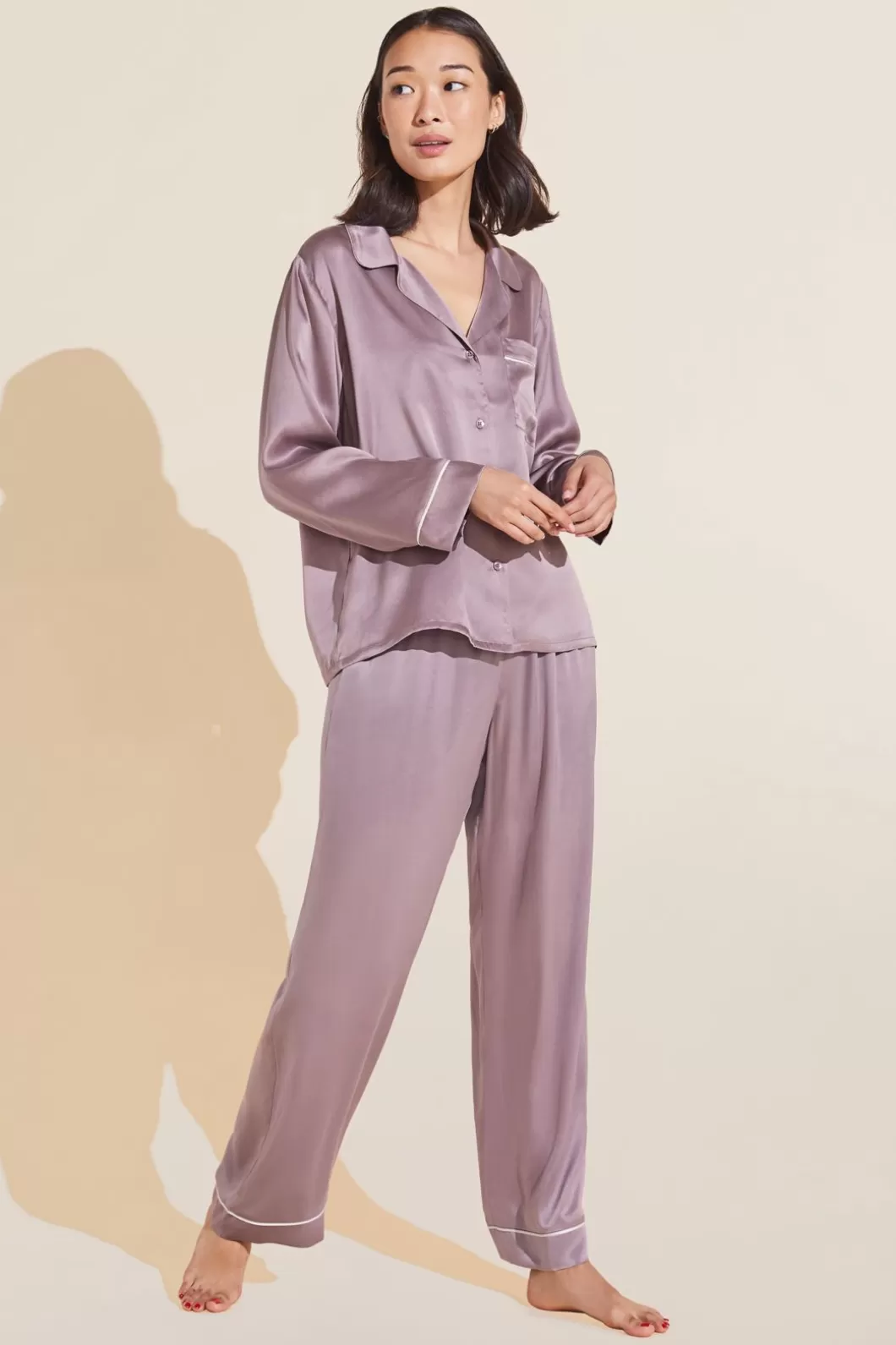 Eberjey Inez Washable Silk Long Pj Set- Washable Silk