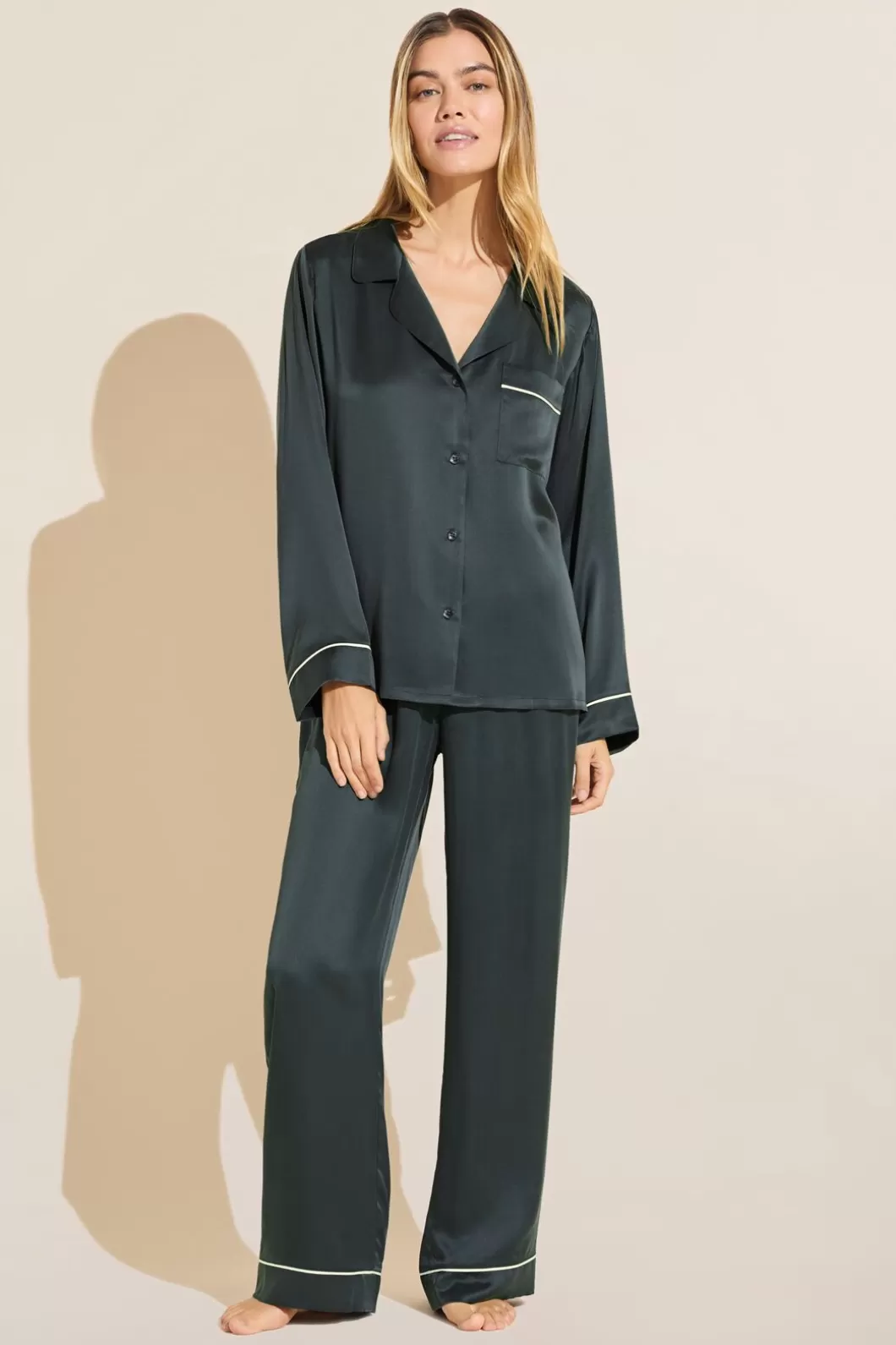 Eberjey Inez Washable Silk Long Pj Set- Pajamas