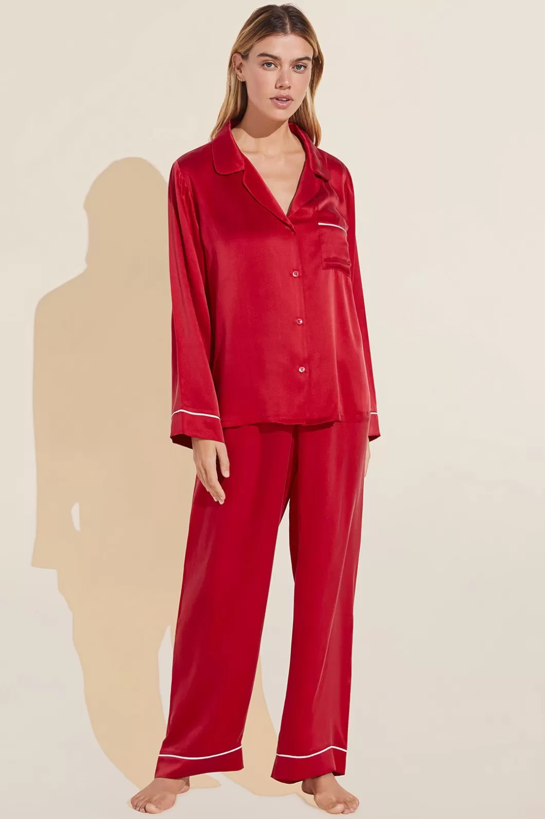 Eberjey Inez Washable Silk Long Pj Set- Pajamas