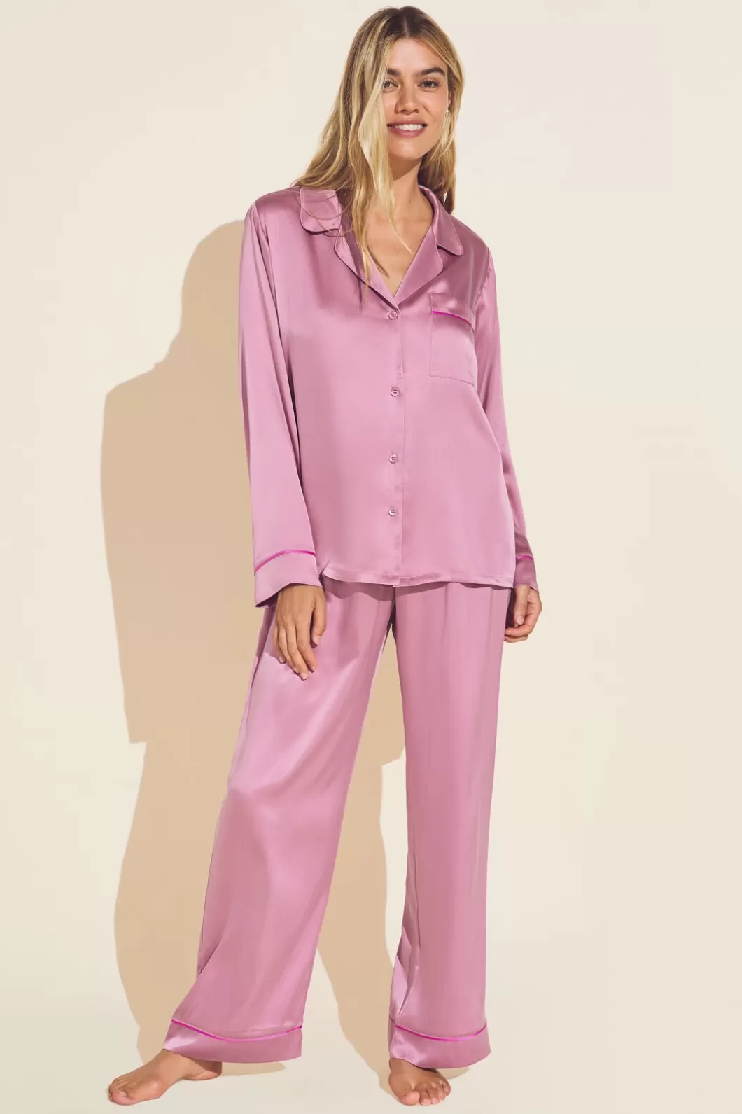 Eberjey Inez Washable Silk Long Pj Set- Pajamas