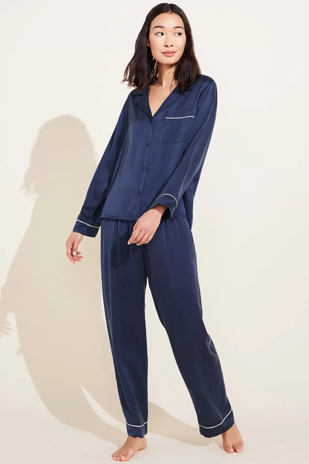 Eberjey Inez Washable Silk Long Pj Set- Pajamas