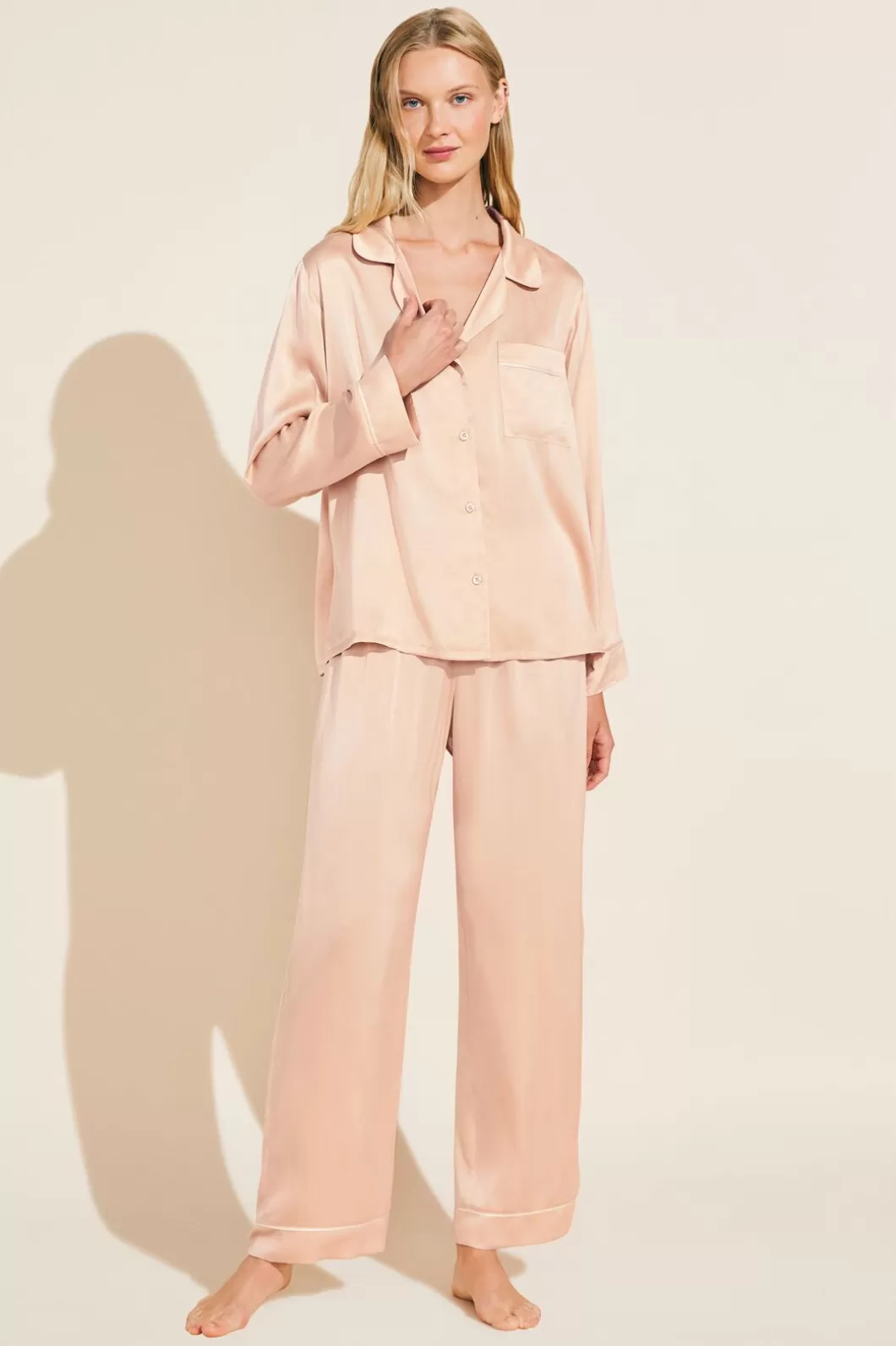 Eberjey Inez Washable Silk Long Pj Set- Pajamas