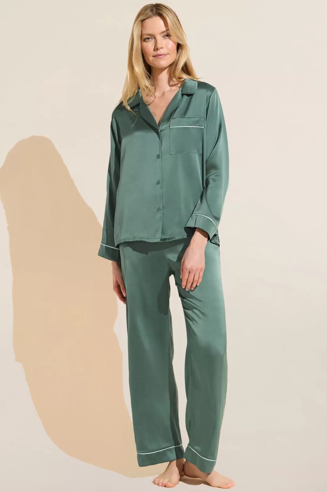 Eberjey Inez Washable Silk Long Pj Set- Pajamas