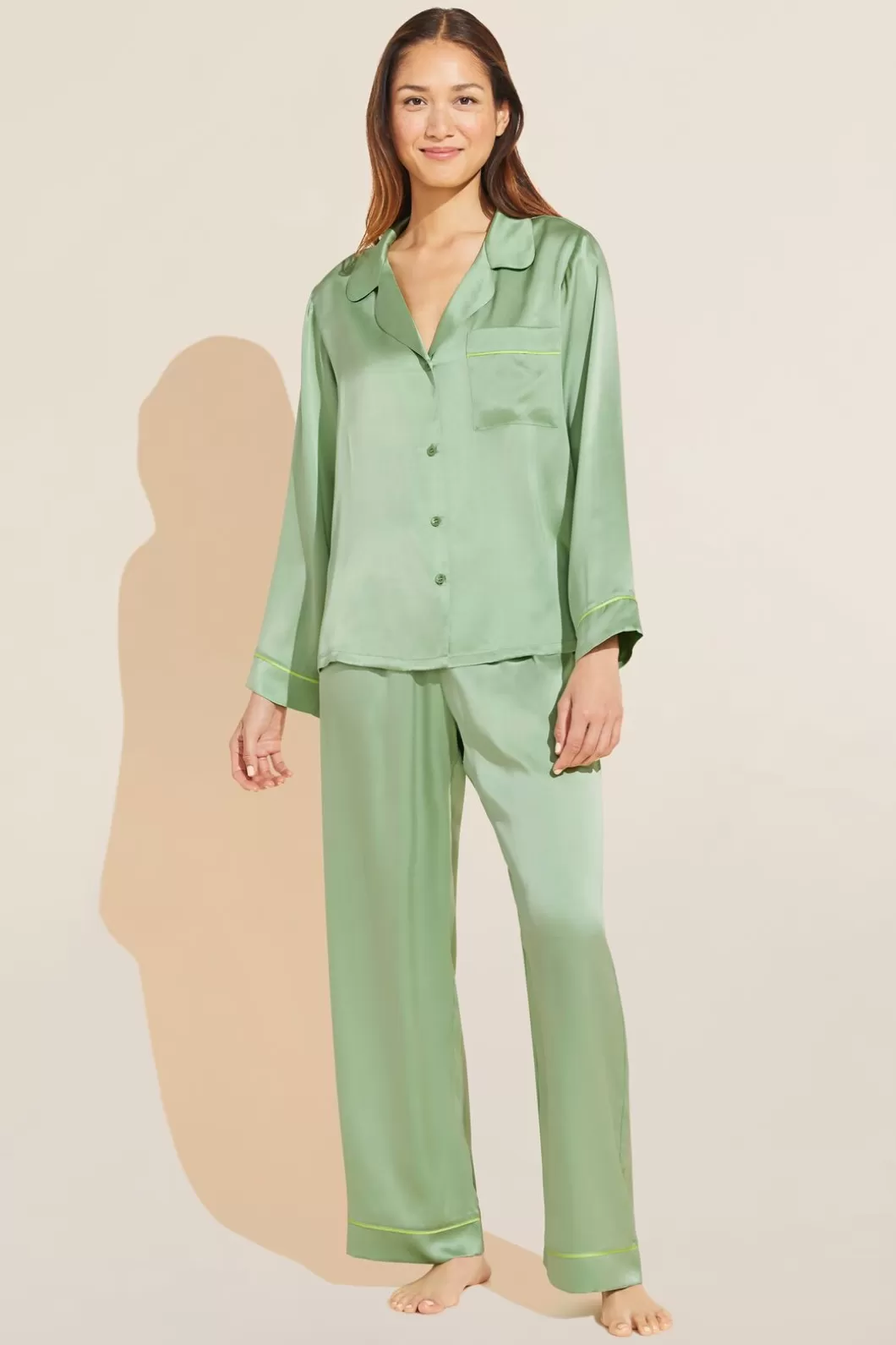 Eberjey Inez Washable Silk Long Pj Set- Washable Silk