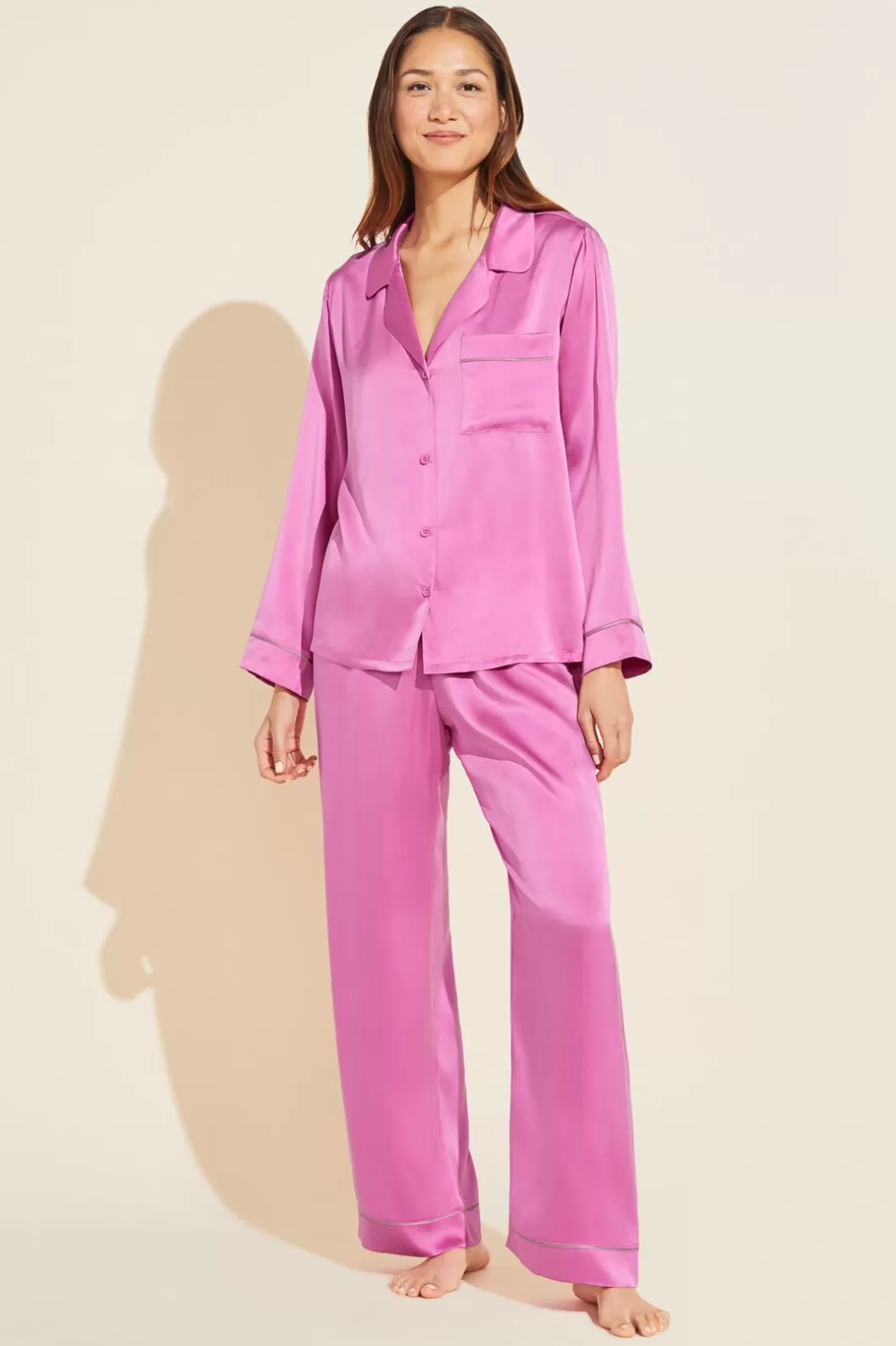 Eberjey Inez Washable Silk Long Pj Set- Pajamas