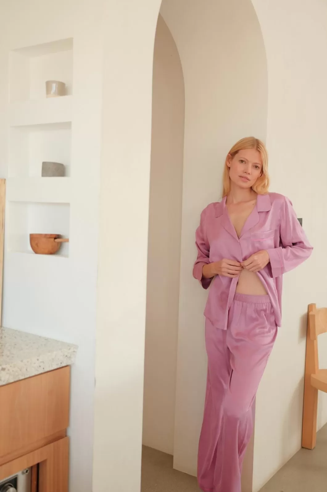 Eberjey Inez Washable Silk Long Pj Set- Pajamas