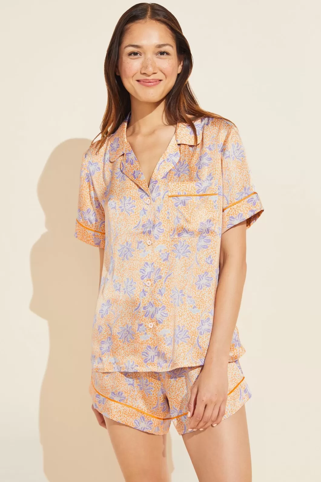 Eberjey Inez Washable Silk Printed Short Pj Set- Washable Silk