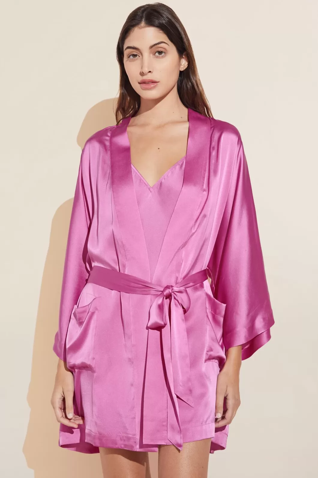 Eberjey Inez Washable Silk Short Robe- Robes