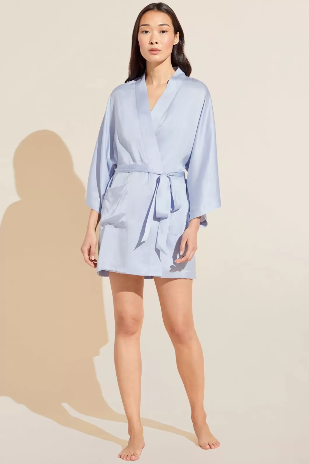 Eberjey Inez Washable Silk Short Robe- Robes