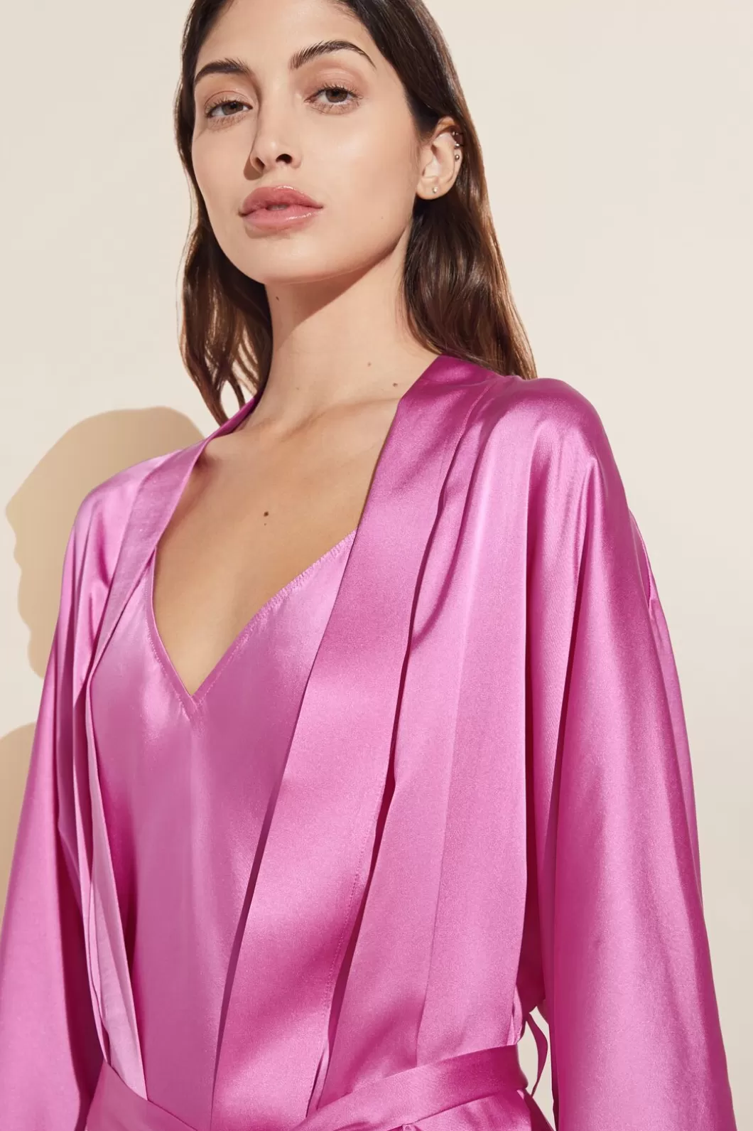 Eberjey Inez Washable Silk Short Robe- Robes