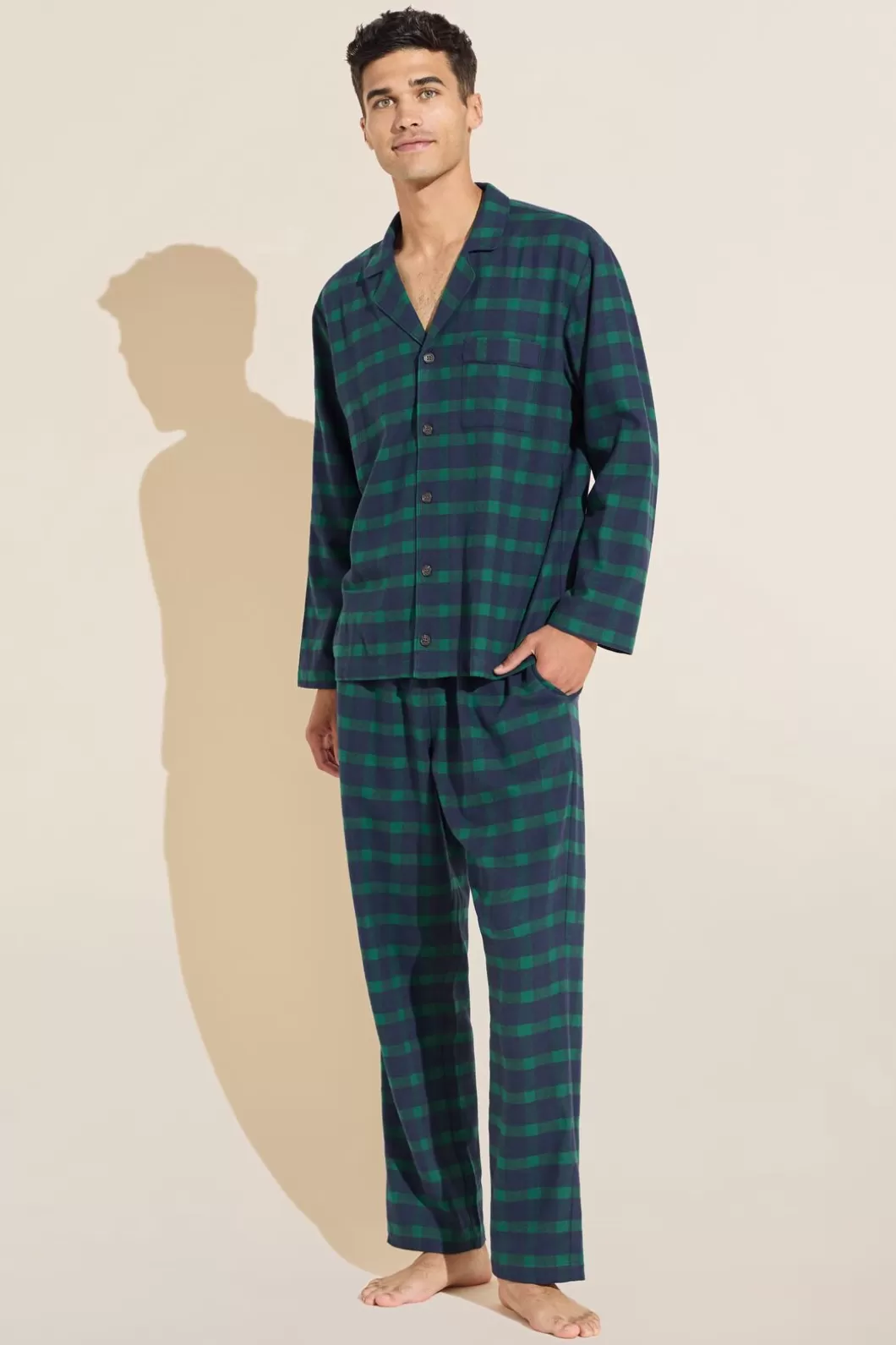 Eberjey Mens Flannel Long Pj Set- Pajamas