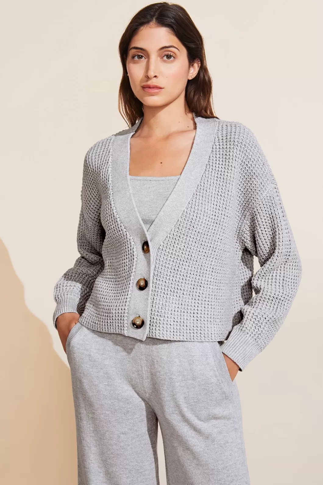 Eberjey Recycled Sweater Cropped Cardigan- Loungewear